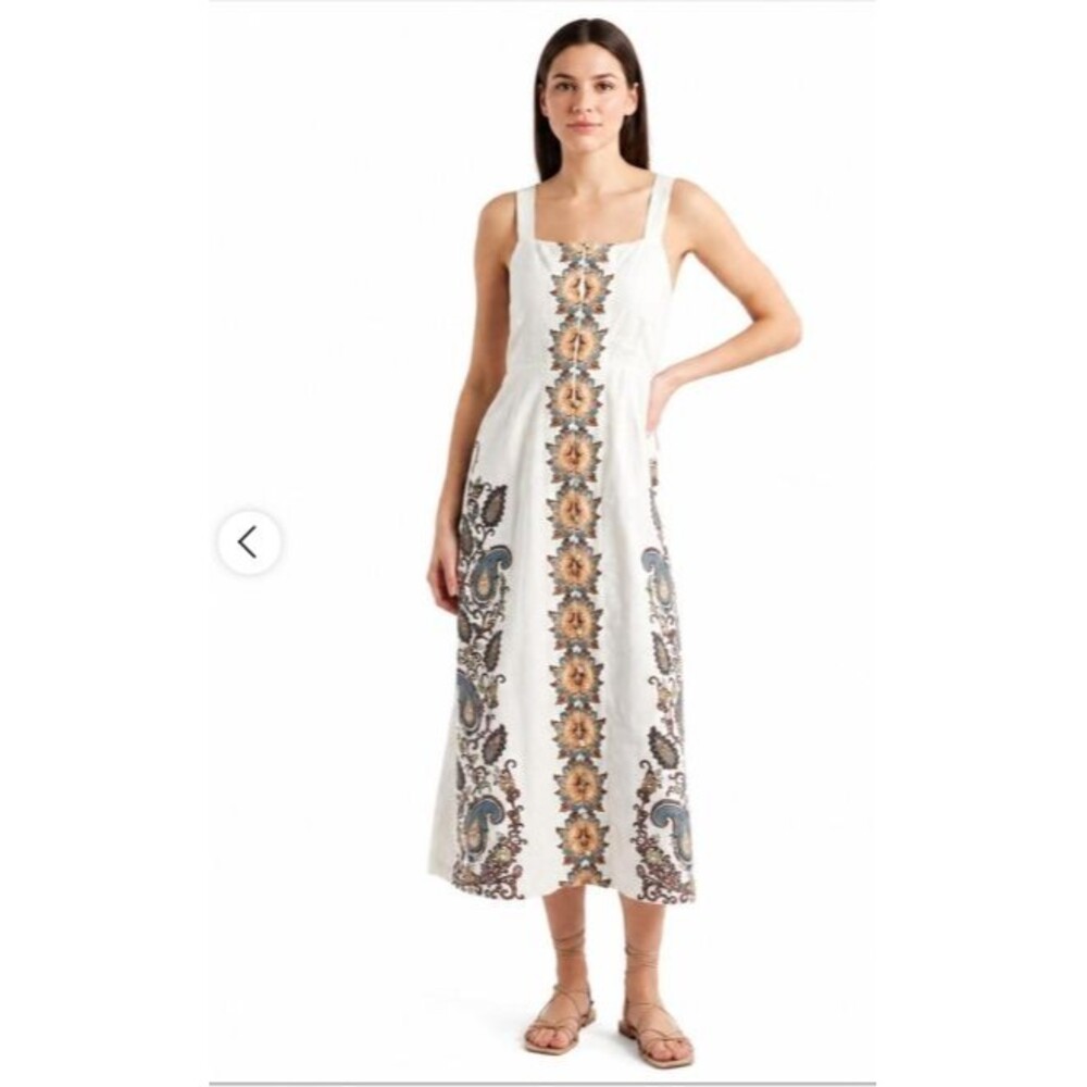 NWT Anthropology Cleobella Jolene Ankle Dress Ivory Paisley Maxi Womens Med